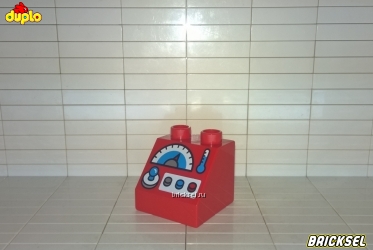 Кубик LEGO DUPLO 2х2 со скосом 45' с кнопками барометром и датчиком красный