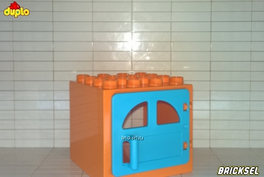 Окно 4х4 глубокое оранжевое с голубой створкой и ручкой