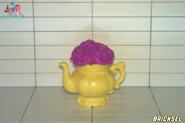 Чайник светло-желтый с фиолетовой крышечкой в виде цветов роз