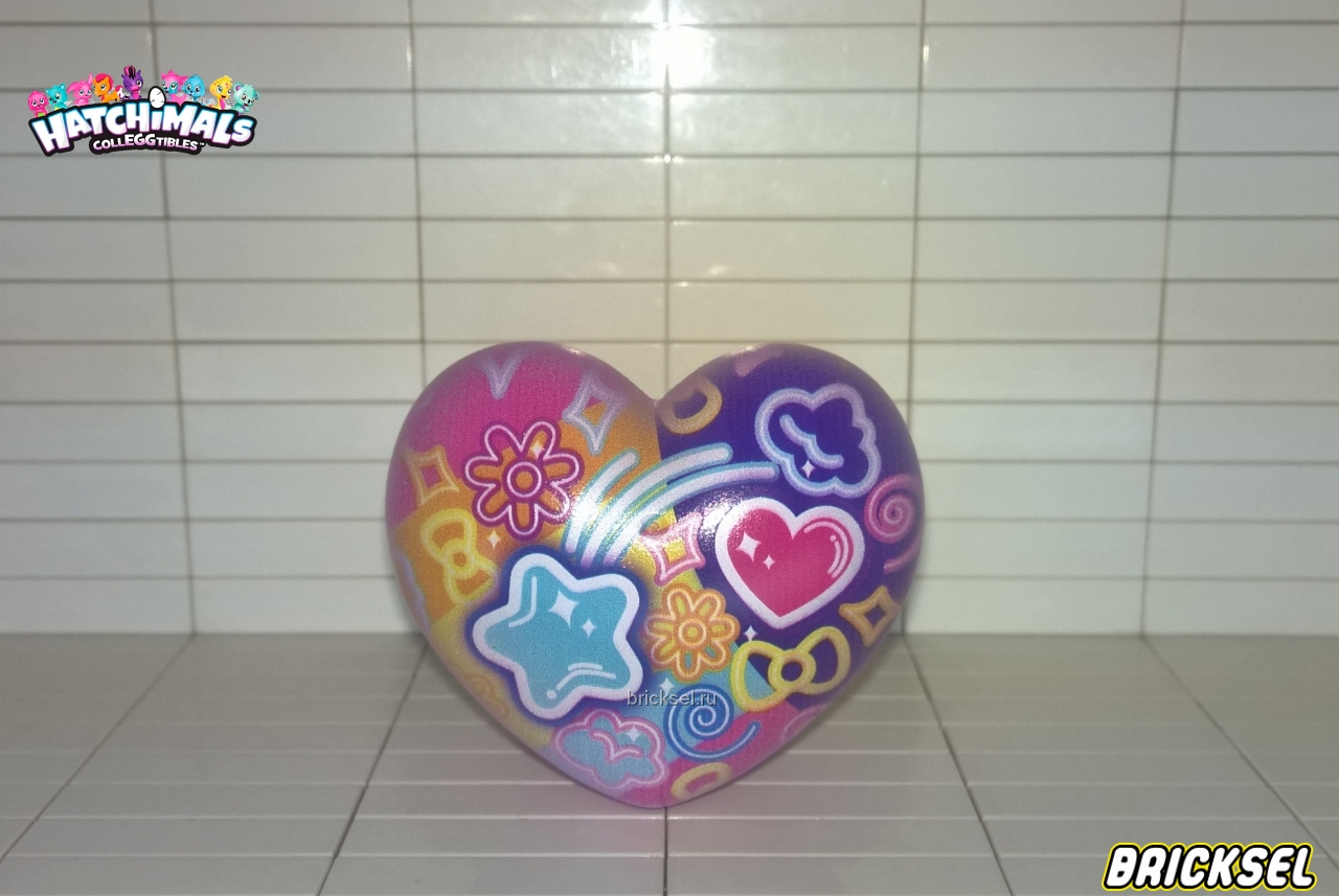 Spin Master Яйцо-сердечко разноцветное с облачками, цветочками бантиками, спиральками и большим малиновым сердцем и падающей голубой звездой, spin-master